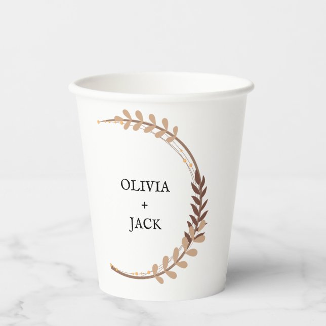 Bohemisch-Chic-Blumenhochzeit Pappbecher (Vorderseite)