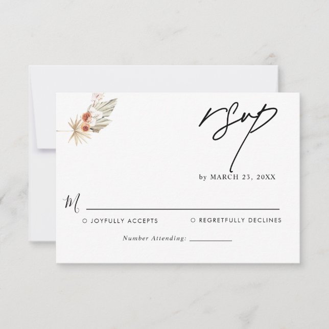 Bohemisch-Chic-Blumenhochzeit RSVP Karte (Vorderseite)