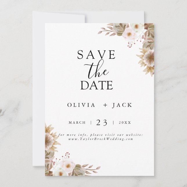 Bohemisch-Chic-Blumenhochzeit Save The Date (Vorderseite)