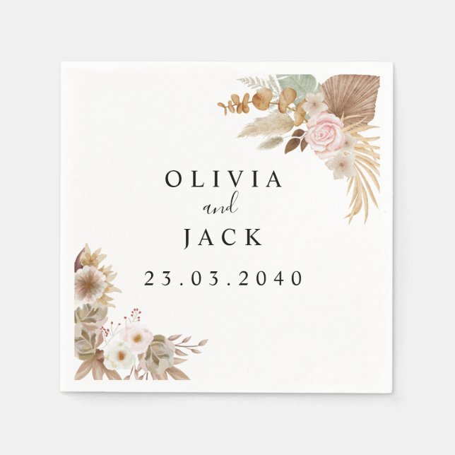 Bohemisch-Chic-Blumenhochzeit Serviette (Vorderseite)