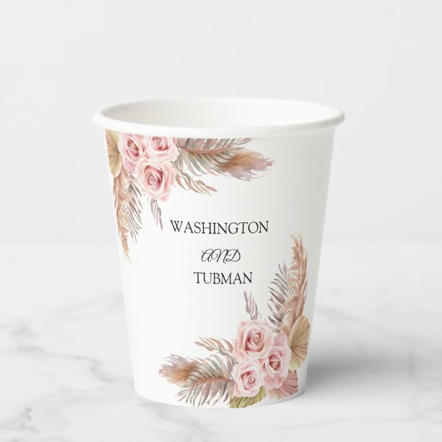 Bohemisch-Chic-Blumenschild Pappbecher (Vorderseite)