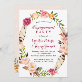 Bohemisch Chic Boho Floral Wreath Engagement Party Einladung