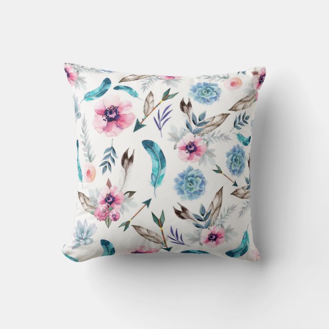Bohemisch Chic Floral Boho Girl Kissen (Vorderseite)