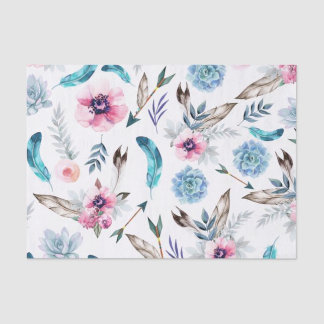 Bohemisch Chic Floral Boho Girl Seidenpapier (Vorderseite)