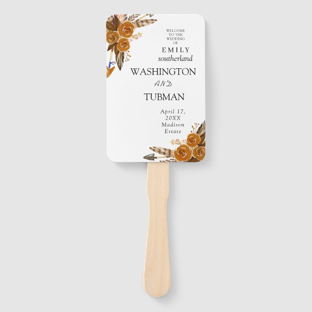 Bohemisch Chic Floral Wedding Hand Fan Fächer (Vorderseite)