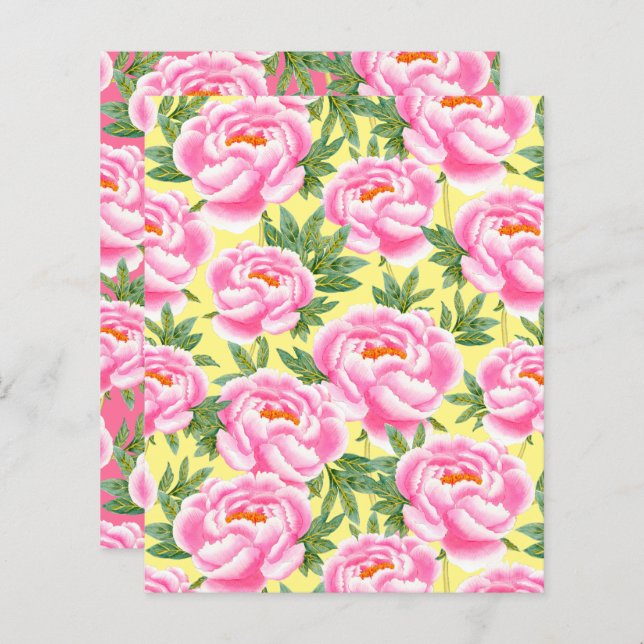 Bohemisch Chic Pink Peonies Muster Scrapbook Paper (Vorne/Hinten)