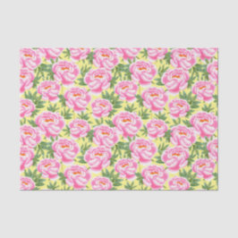 Bohemisch Chic Pink Peonies Pattern - Gelb Seidenpapier