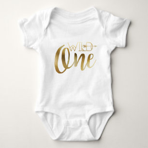 Bohemisch Chic Wild One   Tribal Gold Foil Baby Strampler