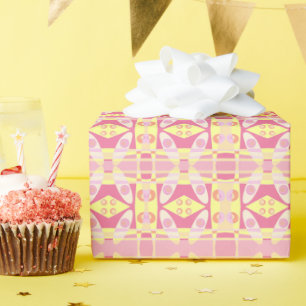 Bohemisch Chintz 24 Bubblegum Pink Yellow Orange Geschenkpapier