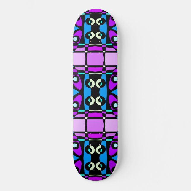 Bohemisch Chintz 48 Lila Blue Black Skateboard (Vorderseite)