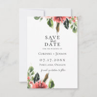 Bohemisch Coral Floral Save the Date