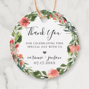 Bohemisch Coral Floral Wreath Geschenkanhänger