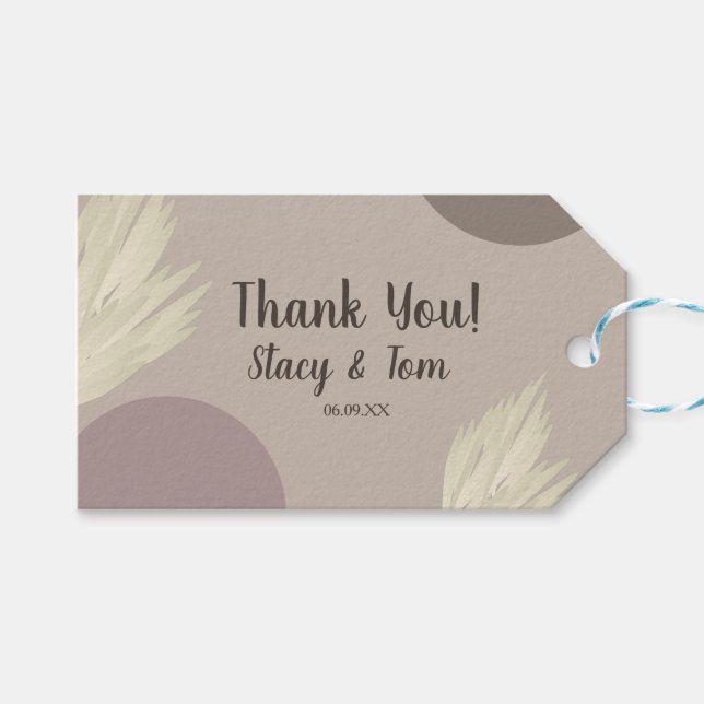 Bohemisch danke Pampas Shapes Geschenkanhänger (Vorderseite (Horizontal))