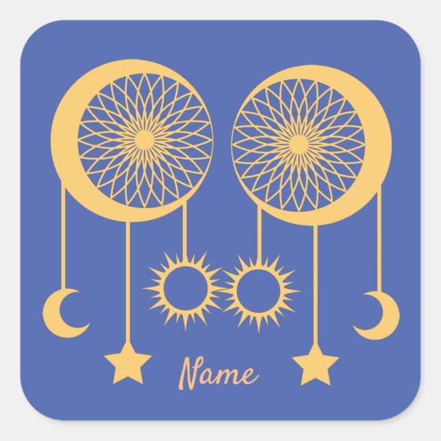 Bohemisch Dream Catcher Thunder_Cove Quadratischer Aufkleber (Vorderseite)