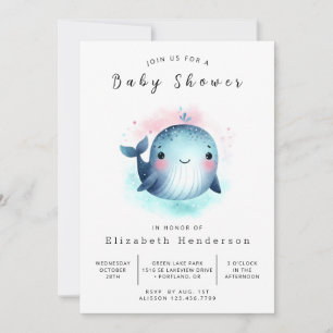 Bohemisch druckbare Whale-Baby-Dusche Einladung