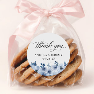 Bohemisch Dusty Blue Floral Vielen Dank Runder Aufkleber