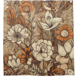 Bohemisch Earth Tone Blumenmuster Duschvorhang