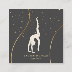 Bohemisch Earth Tones Gold Yoga Studio Quadratische Visitenkarte