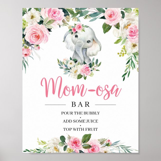 Bohemisch Elephant Blush Mama osa Bar Zeichen Poster (Vorne)