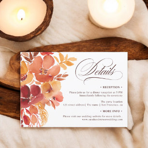Bohemisch Fall Floral Chic Drehbuch Details Hochze Einladung