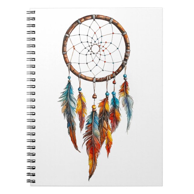 Bohemisch Feather Dreamcatcher-Notebook Notizblock (Vorderseite)