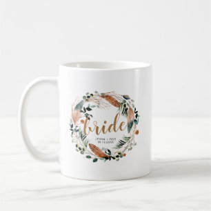 Bohemisch Feather Greenery Boho Bride Tasse