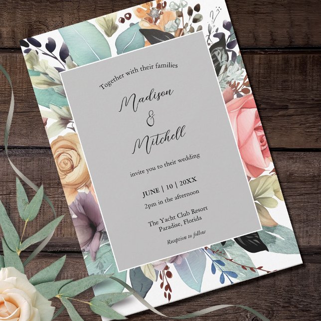 Bohemisch Floral Bouquet Wasserfarbe Einladung (Von Creator hochgeladen)