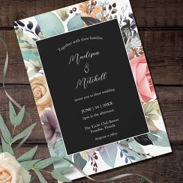 Bohemisch Floral Bouquet Wasserfarbe Einladung (Von Creator hochgeladen)