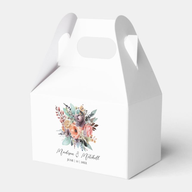 Bohemisch Floral Bouquet Wasserfarbe Geschenkschachtel (Vorderseite)