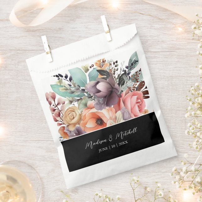 Bohemisch Floral Bouquet Wasserfarbe Geschenktütchen (Ausgeschnitten)