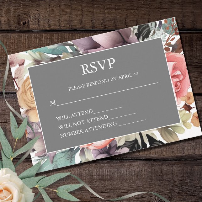 Bohemisch Floral Bouquet Wasserfarbe RSVP Karte (Von Creator hochgeladen)