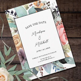 Bohemisch Floral Bouquet Wasserfarbe Save The Date