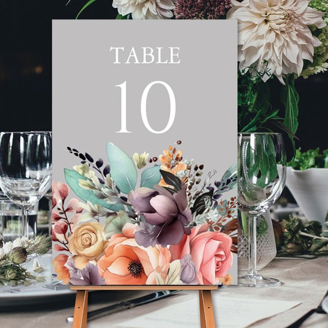 Bohemisch Floral Bouquet Wasserfarbe Tischnummer (Von Creator hochgeladen)