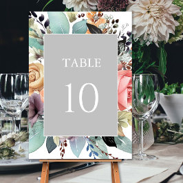 Bohemisch Floral Bouquet Wasserfarbe Tischnummer