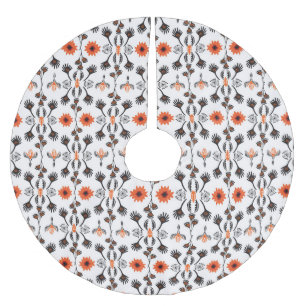 Bohemisch gestreifte Blume: handgezeichnet Vintag. Polyester Weihnachtsbaumdecke