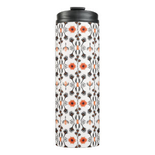 Bohemisch gestreifte Blume: handgezeichnet Vintag. Thermosbecher