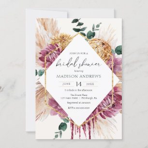 Bohemisch getrocknete Bouquet-Bridal-Dusche Einlad Einladung