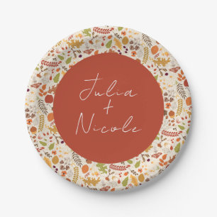 Bohemisch getrocknete Rustikale Herbstfälle Pappteller