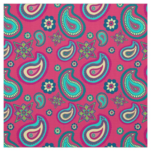 Bohemisch Girly Pink Paisley Pattern Stoff (Muster)