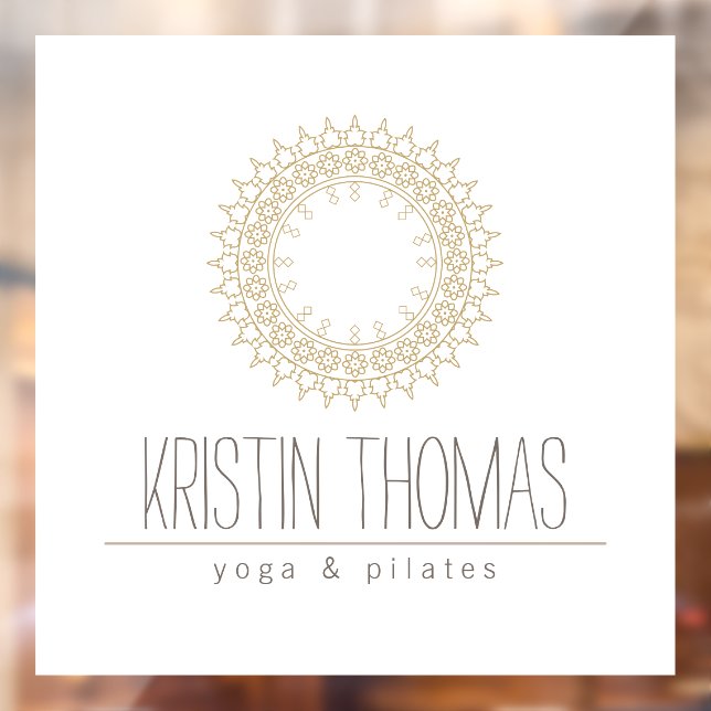 Bohemisch Gold Sun Mandala Yoga, Boutique, Salon Fensteraufkleber (Blatt 2)