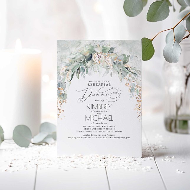 Bohemisch Greenery Spring Garden Probe Abendessen Einladung (Greenery Rehearsal Dinner Invitations)