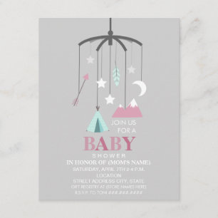 Bohemisch Inspiriert Mobile Girl Moderne Babydusch Einladung