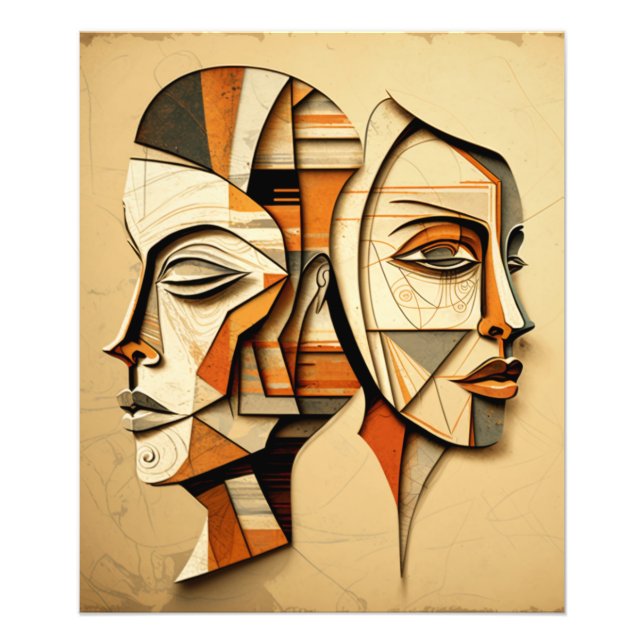 Bohemisch Line Art Couple Poster (Vorne)