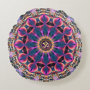 Bohemisch Magic Mandala OM Yoga Round Cushion Rundes Kissen