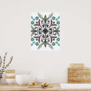Bohemisch Mandala Farbenfrohe Pflanze Florenz Poster