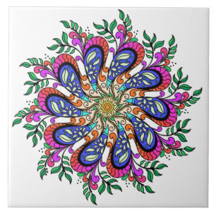 Bohemisch Mod Floral Mandala Fliese
