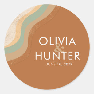 Bohemisch Moderne Terracotta-Hochzeit Runder Aufkleber