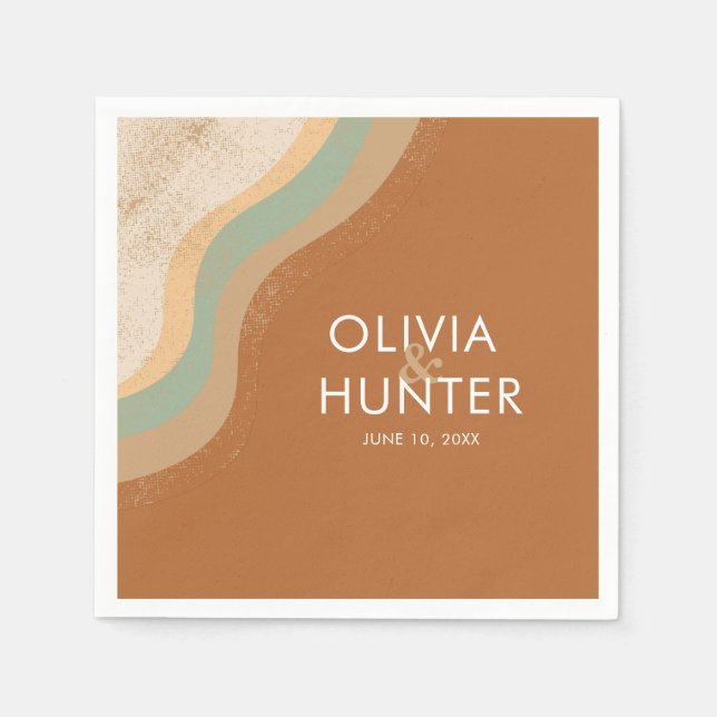 Bohemisch Moderne Terracotta-Hochzeit Serviette (Vorderseite)