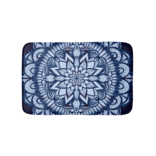 Bohemisch Navy Blue Gefärbte Krawatte Mandala Badematte