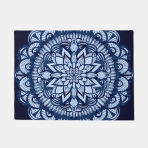 Bohemisch Navy Blue Gefärbte Krawatte Mandala Fußmatte